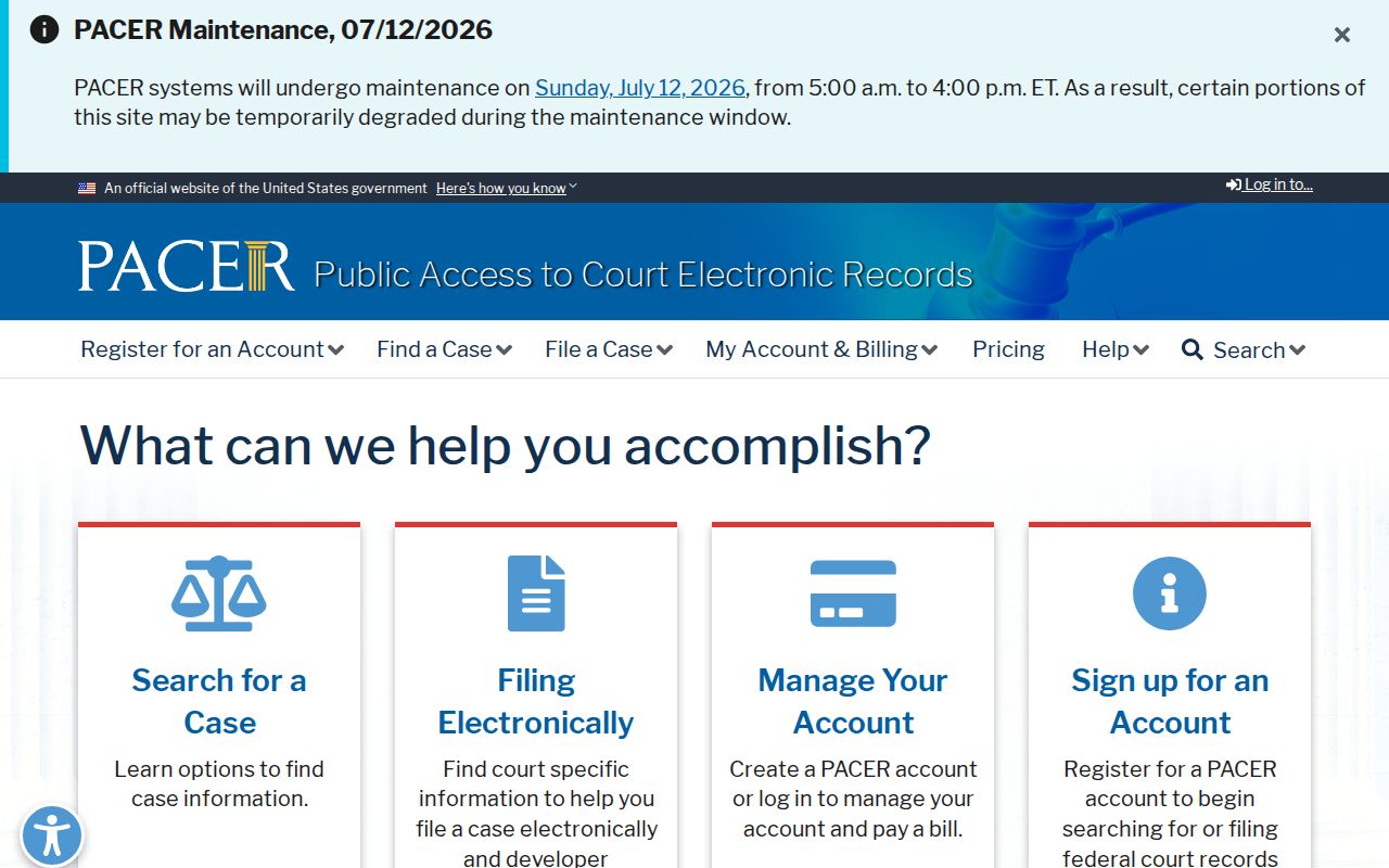 Greenwich County Superior Court Clerk PACER federal records portal
