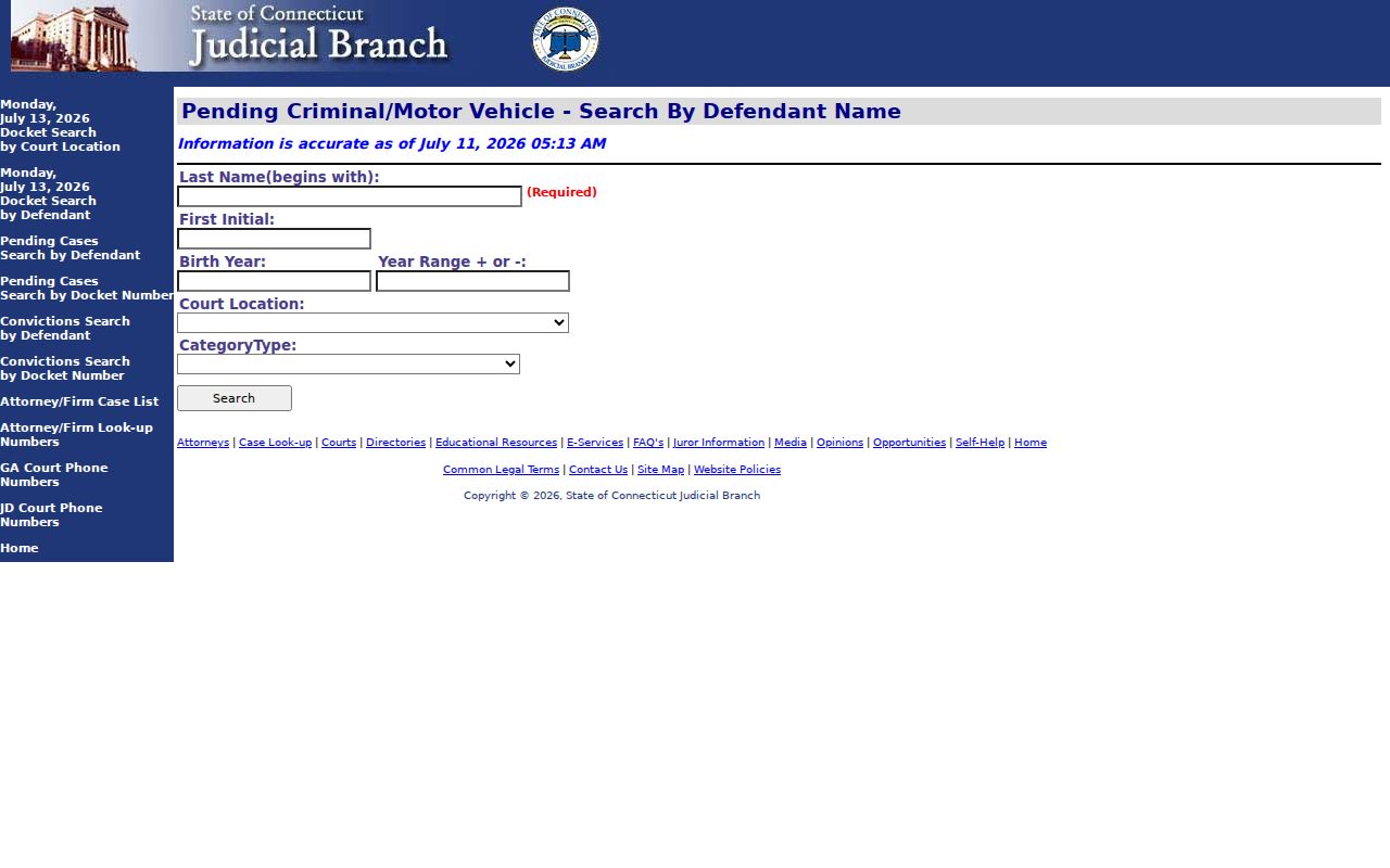 Greenwich County court dockets pending criminal motor vehicle case by defendant