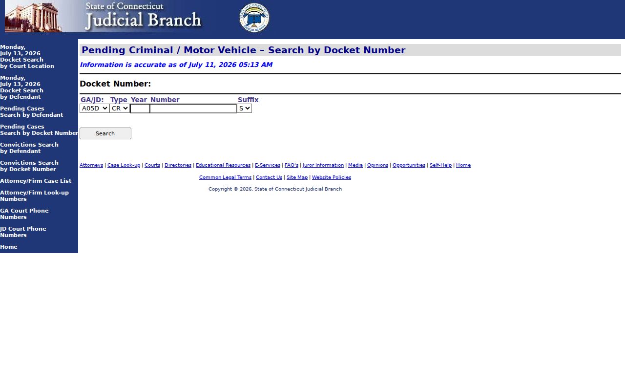 Greenwich County court dockets pending case docket number search