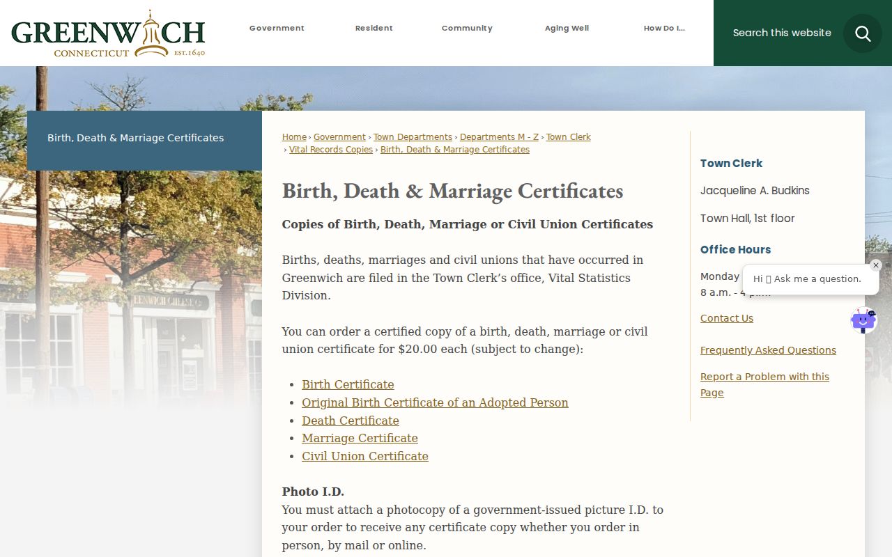 Greenwich County marriage records and vital records page