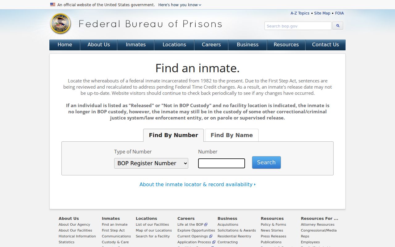 Greenwich County inmate records and federal Bureau of Prisons inmate locator source