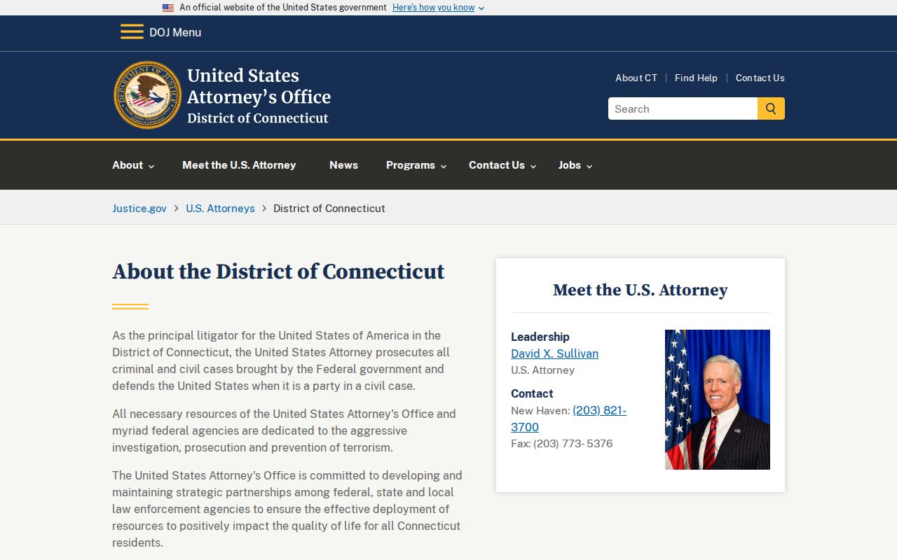 Greenwich County warrant records and federal prosecution source for District of Connecticut matters